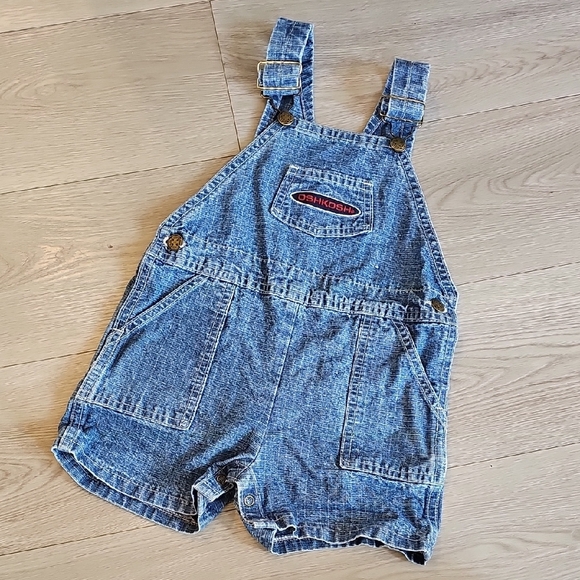 Vintage OshKosh B'gosh Blue Denim Shortalls, 24 Months - Picture 1 of 9